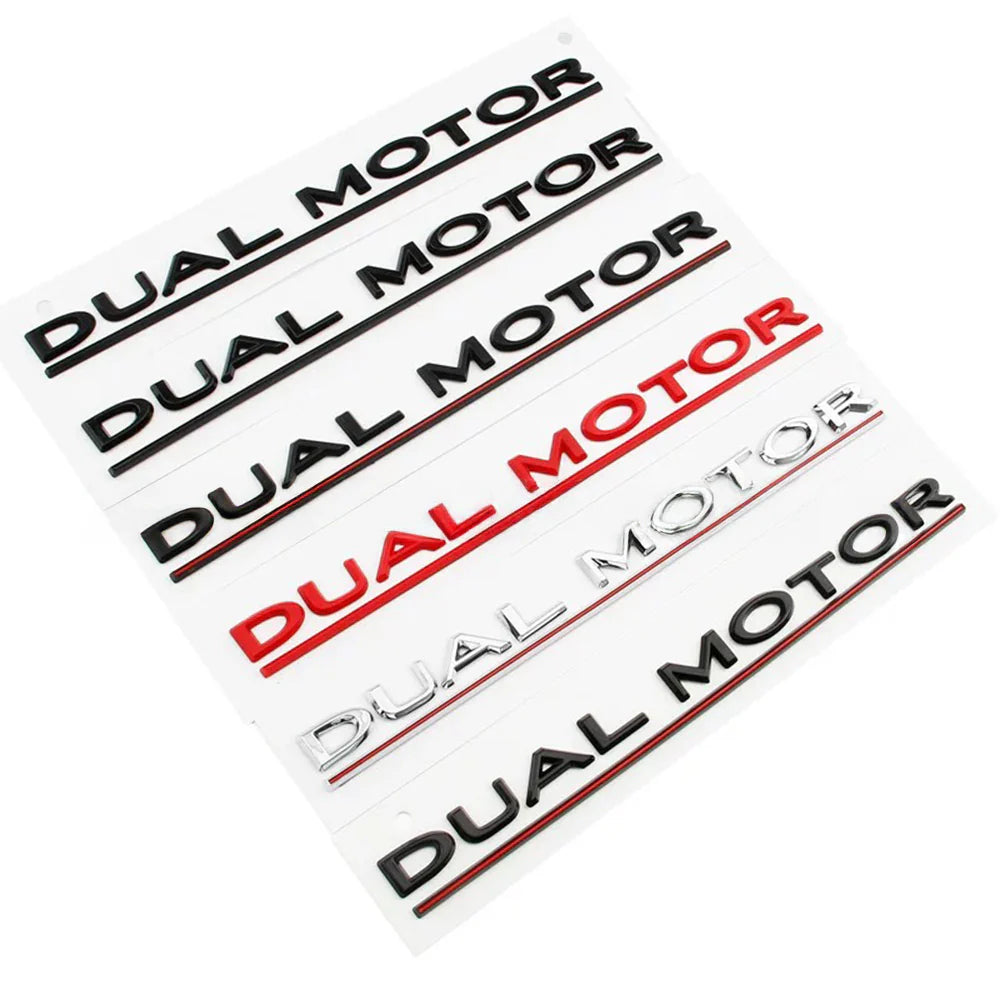 Dual Motor Rear Trunk Emblem Badge for Tesla Model 3 / Model Y / Model S / Model X – Waterproof OEM-Style Exterior Decal Sticker for Tailgate, Fender & Body Styling Upgrade