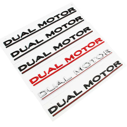 Dual Motor Rear Trunk Emblem Badge for Tesla Model 3 / Model Y / Model S / Model X – Waterproof OEM-Style Exterior Decal Sticker for Tailgate, Fender & Body Styling Upgrade