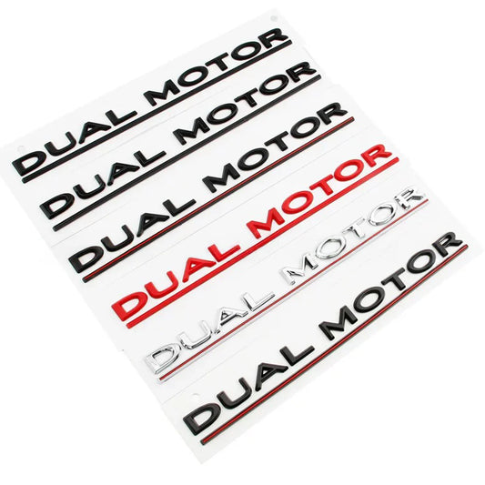 Dual Motor Rear Trunk Emblem Badge for Tesla Model 3 / Model Y / Model S / Model X – Waterproof OEM-Style Exterior Decal Sticker for Tailgate, Fender & Body Styling Upgrade