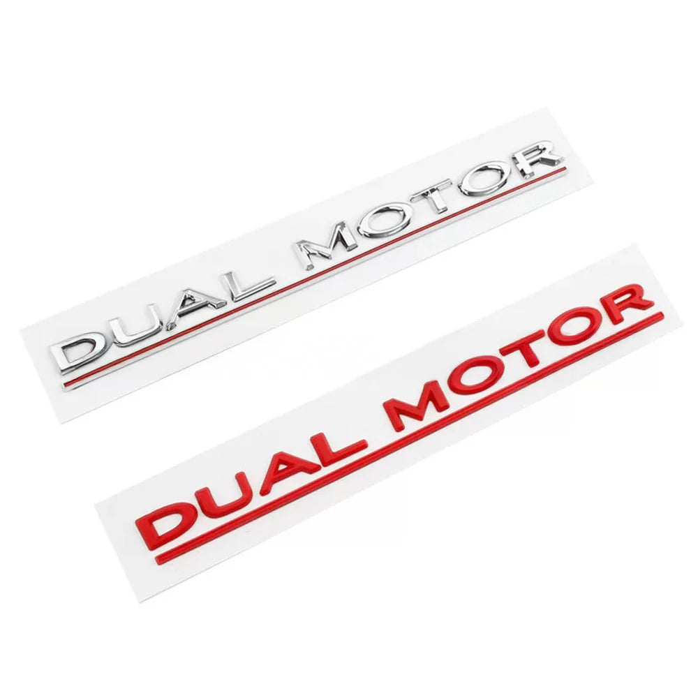 Dual Motor Rear Trunk Emblem Badge for Tesla Model 3 / Model Y / Model S / Model X – Waterproof OEM-Style Exterior Decal Sticker for Tailgate, Fender & Body Styling Upgrade