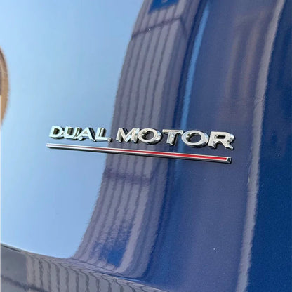 Dual Motor Rear Trunk Emblem Badge for Tesla Model 3 / Model Y / Model S / Model X – Waterproof OEM-Style Exterior Decal Sticker for Tailgate, Fender & Body Styling Upgrade