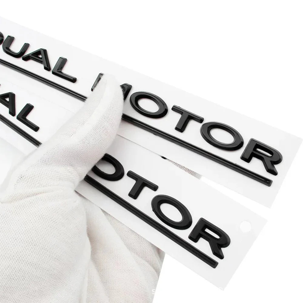 Dual Motor Rear Trunk Emblem Badge for Tesla Model 3 / Model Y / Model S / Model X – Waterproof OEM-Style Exterior Decal Sticker for Tailgate, Fender & Body Styling Upgrade