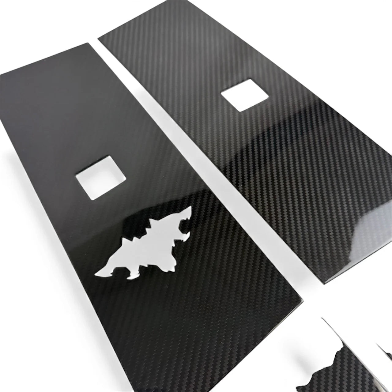 Real Dry Molded Carbon Fiber B & C Pillar Overlay Covers with Cyberbeast Key Card Scanner Cutout for Tesla Cybertruck (4PCS, Gloss / Matte Finish)