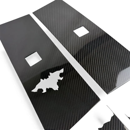 Real Dry Molded Carbon Fiber B & C Pillar Overlay Covers with Cyberbeast Key Card Scanner Cutout for Tesla Cybertruck (4PCS, Gloss / Matte Finish)