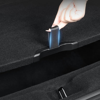 2025+ Tesla Model Y Juniper Sub Trunk Pull Strap Handles – Hidden Storage Access Pull Tabs for Front & Rear Underfloor Compartments | No-Drill ABS & Velcro Installation