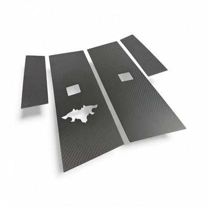 Real Dry Molded Carbon Fiber B & C Pillar Overlay Covers with Cyberbeast Key Card Scanner Cutout for Tesla Cybertruck (4PCS, Gloss / Matte Finish)