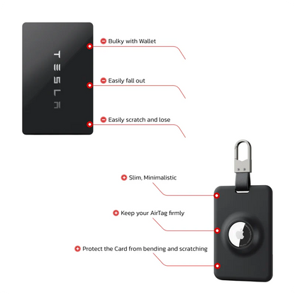 Tesla Key Card Case with AirTag Holder – Protective Anti-Loss Cover for Tesla Key Card (AirTag Not Included)