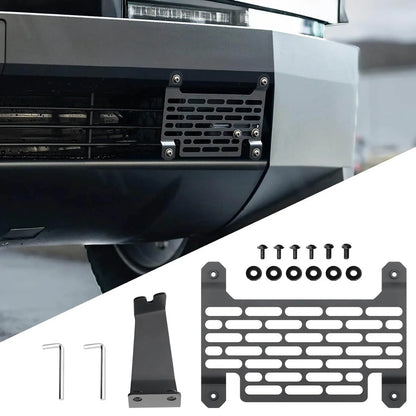 No-Drill Front License Plate Holder for Tesla Cybertruck (USA & Canada Version) – Removable Aluminum Front Plate Mount Bracket, OEM-Style Design, Tool-Free Installation