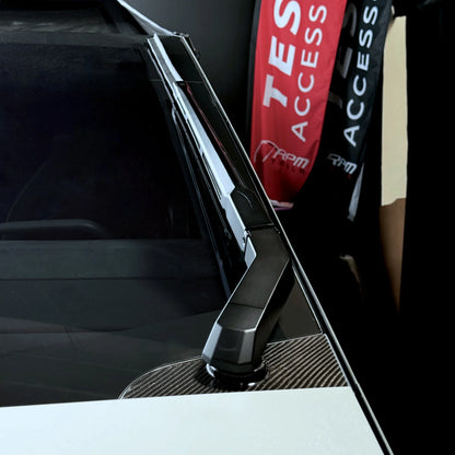 Tesla Cybertruck Windshield Wiper Motor Cover Overlay & Optional Center Cap – Real Molded Carbon Fiber | OEM Fit, Double-Sided Tape Installation