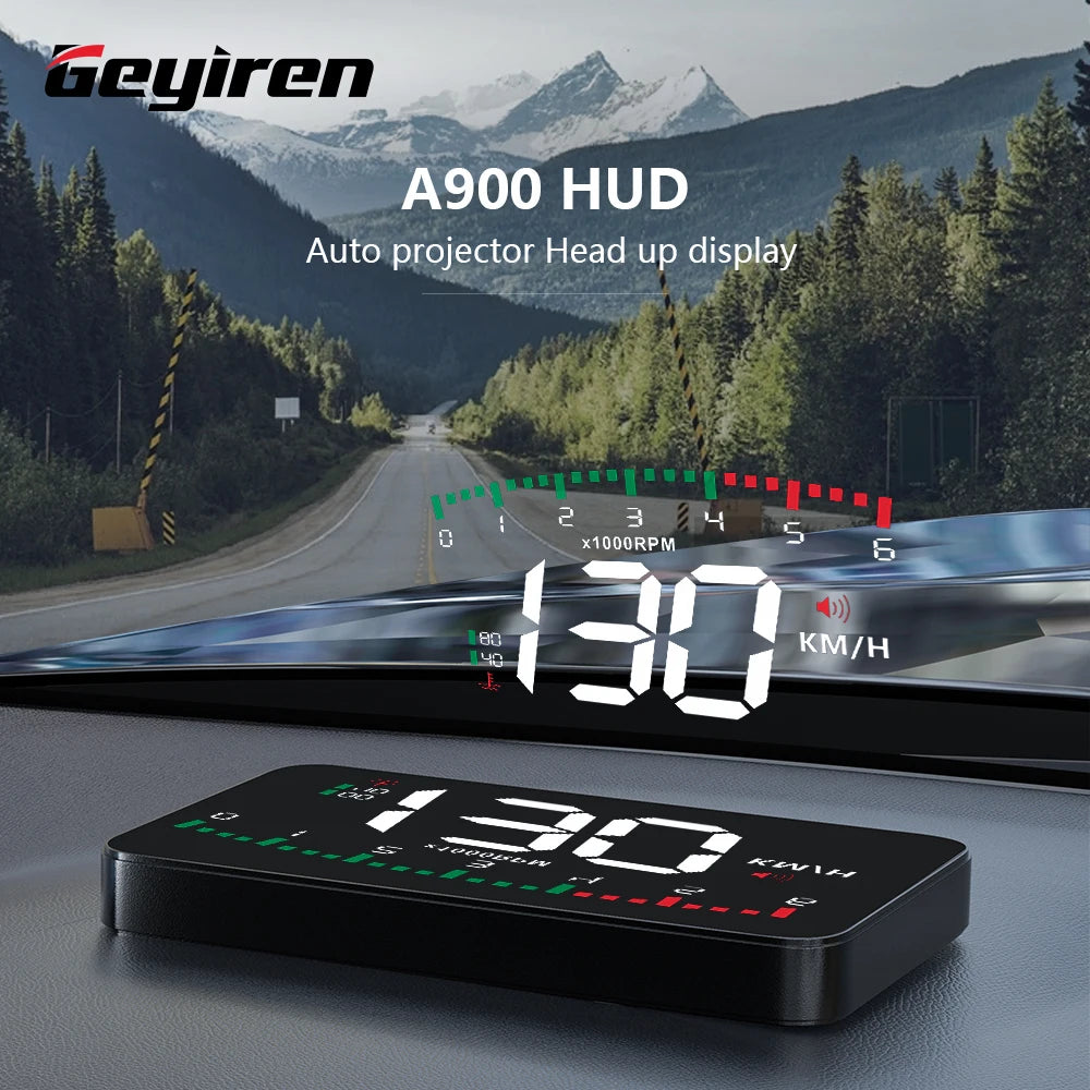 GEYIREN A900 Auto Hud, Geyiren A900 HUD auto projector head-up display with 2.3-inch screen and various features.