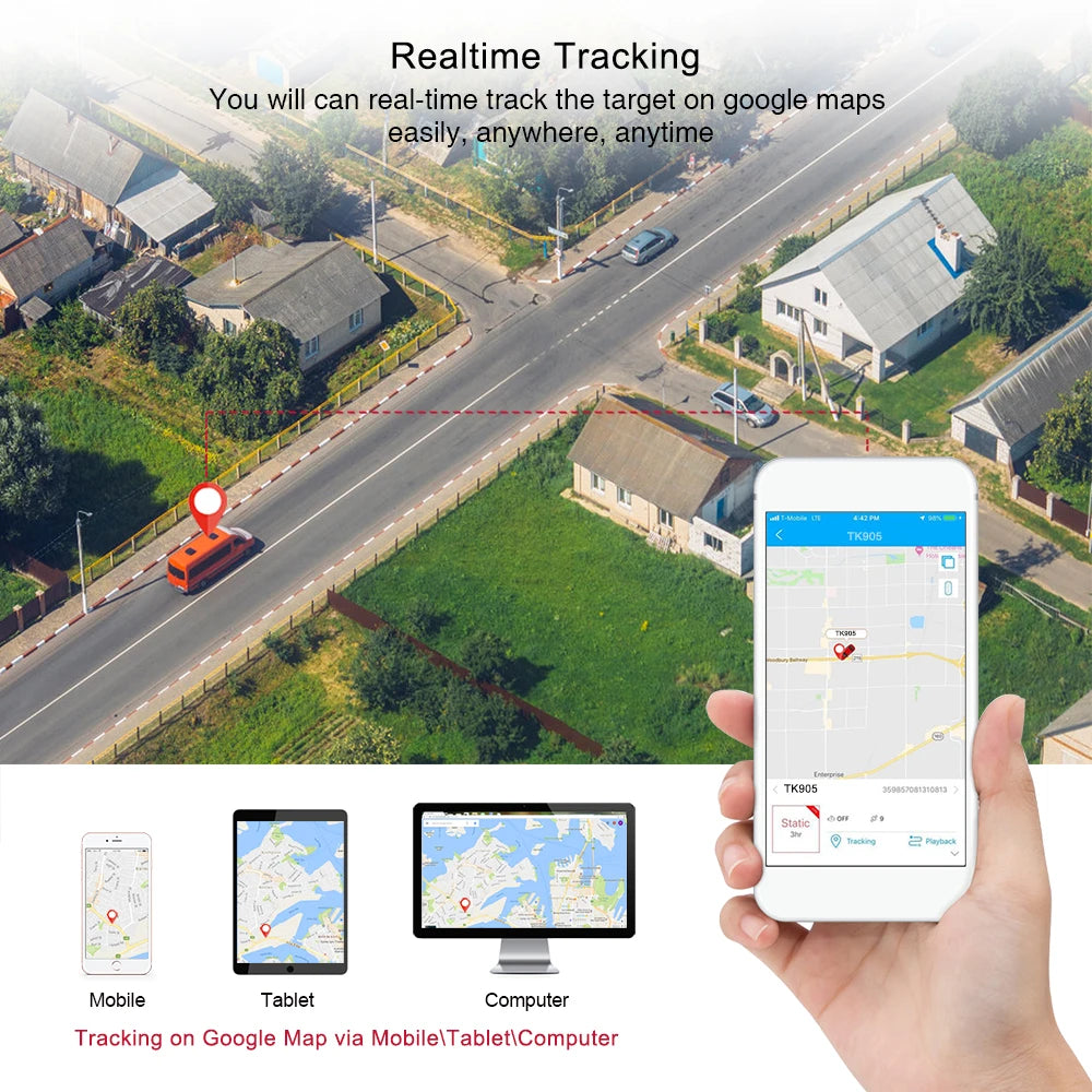 GPS, Real-time tracking allows monitoring of targets on Google Maps from anywhere, anytime, suitable for mobile and tablet devices.