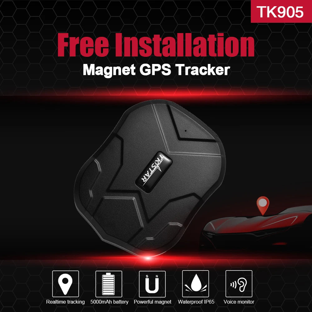 GPS, TK905 tracker provides real-time tracking with a powerful magnet and waterproof design.