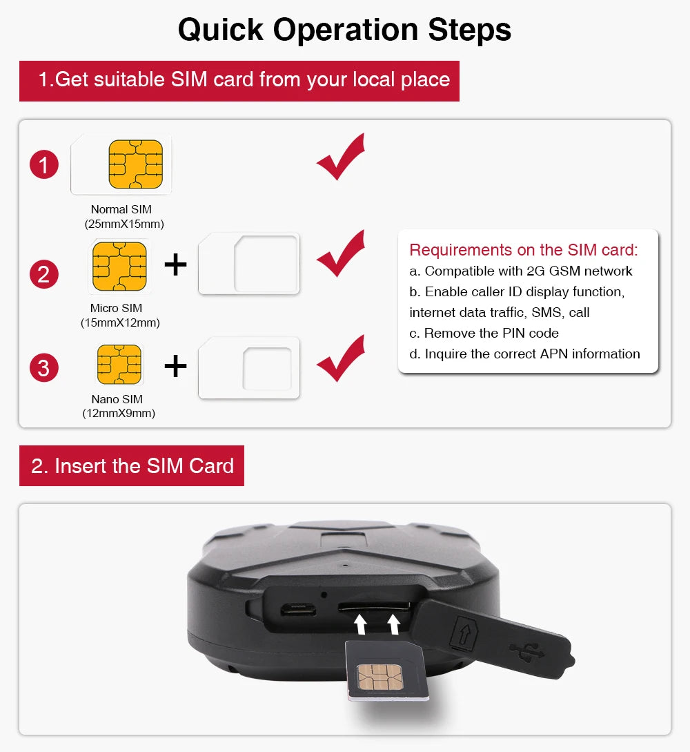 GPS, To obtain a suitable SIM card for a 20 GSM network and set up basic features like caller ID, internet, SMS, and calls.