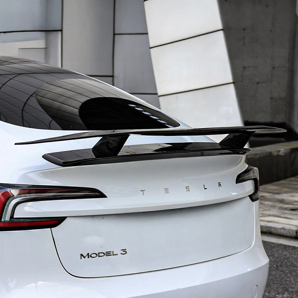GT Style Real Carbon Fiber Rear Trunk Spoiler Wing for 2017–2026 Tesla Model 3 & 2024+ Model 3 Highland – Aerodynamic GT Ducktail Performance Lip with 3M Adhesive