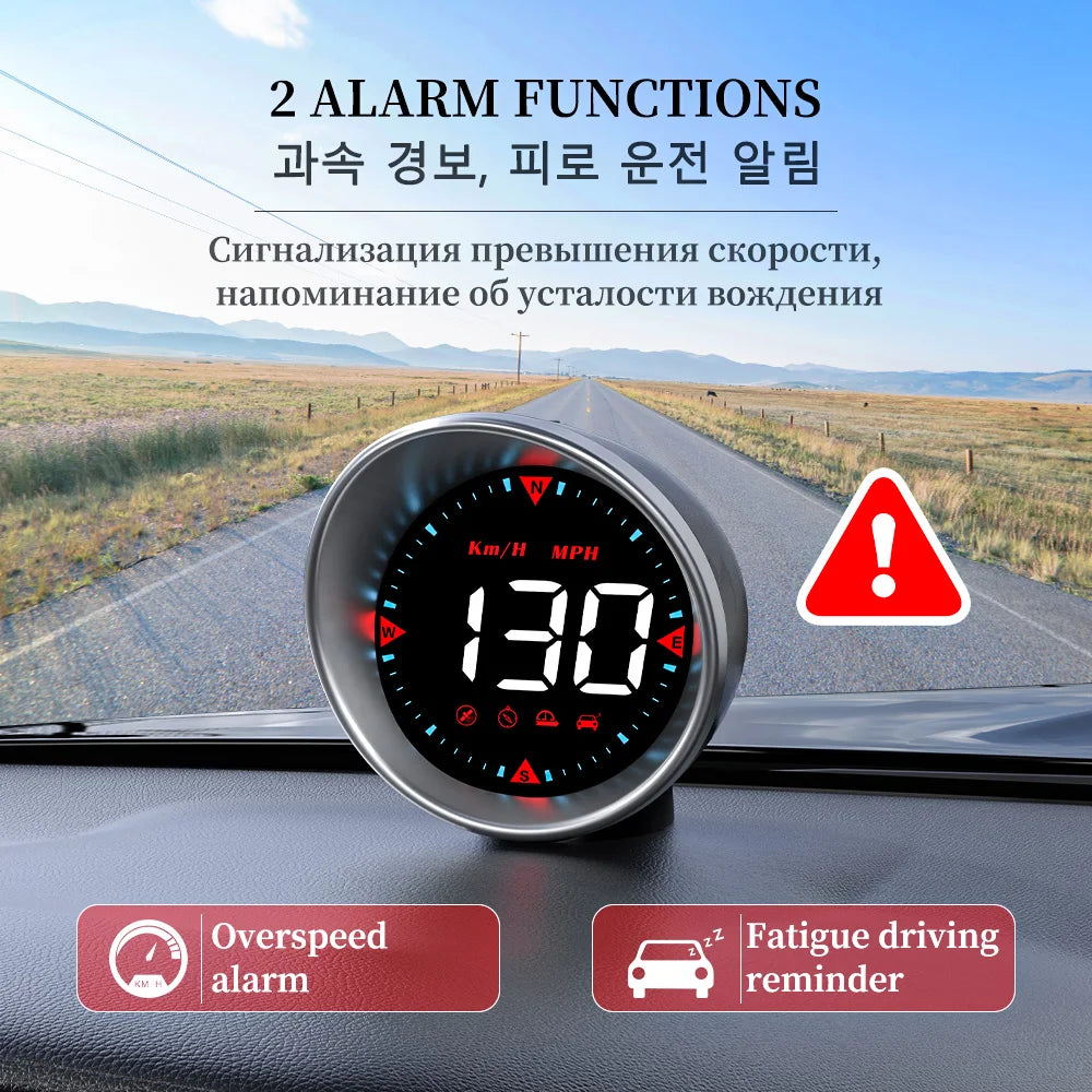 Geyiren G5 HUD, Two alarm functions: speed and overspeed/fatigue driving reminders.