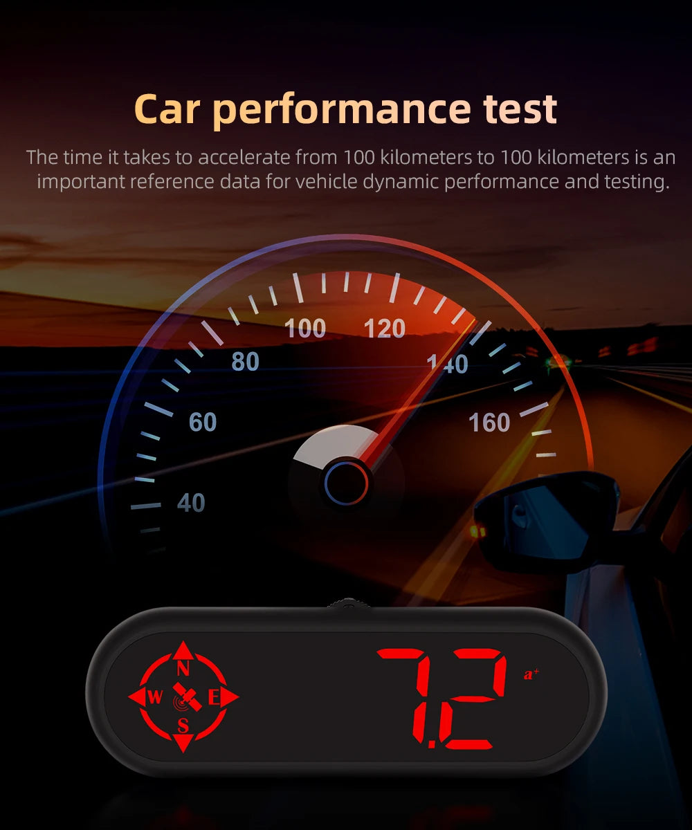 Geyiren G9 GPS HUD, The car performance test measures acceleration time from 0-100 km/h.