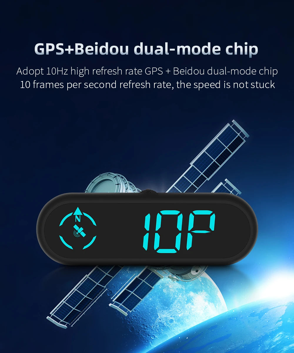 Geyiren G9 GPS HUD, GPS and Beidou dual-mode chip provides high refresh rate of 10 Hz, suitable for non-stuck GPS applications.