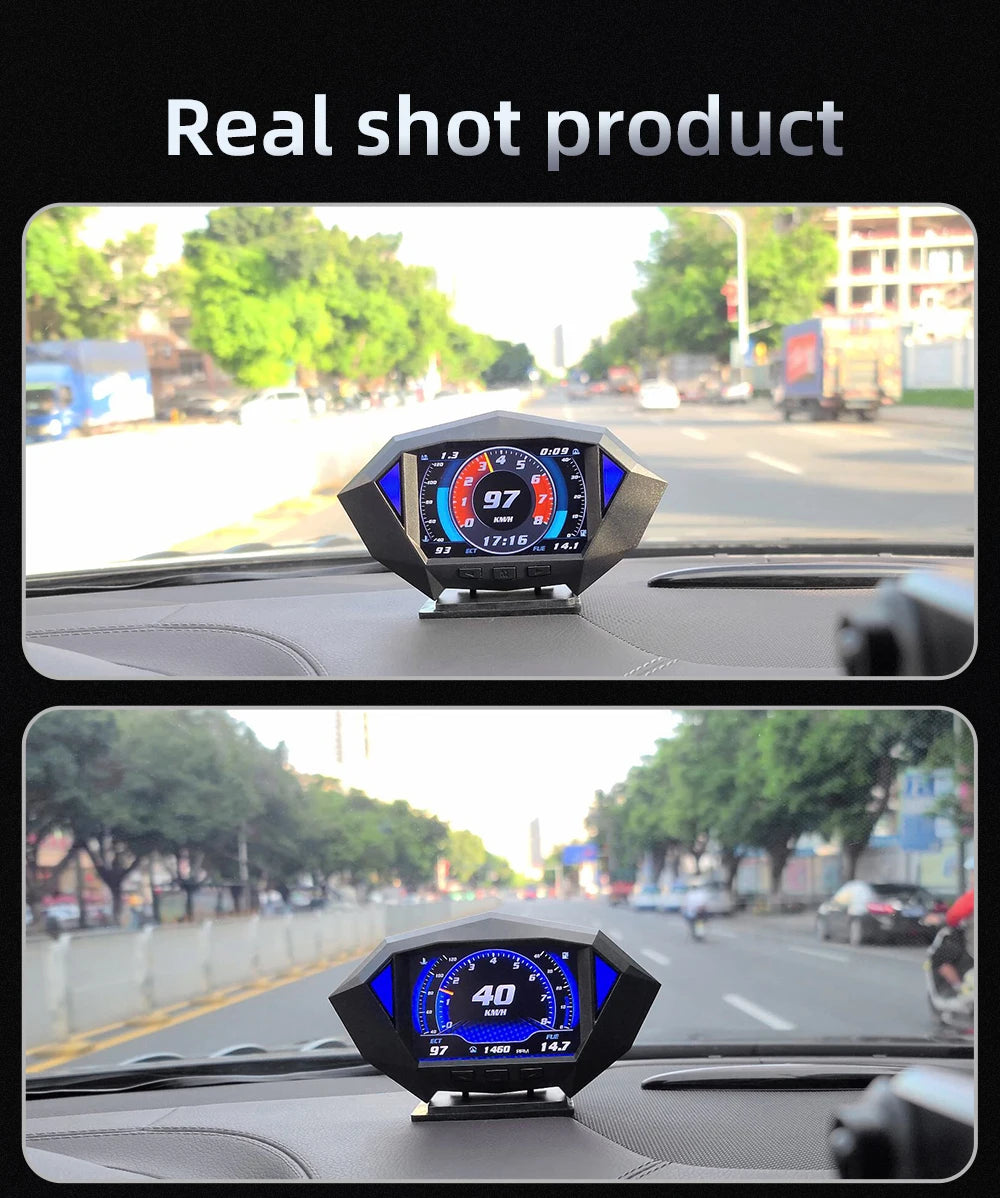 Geyiren P1 HUD, The device adjusts display brightness based on external light intensity.