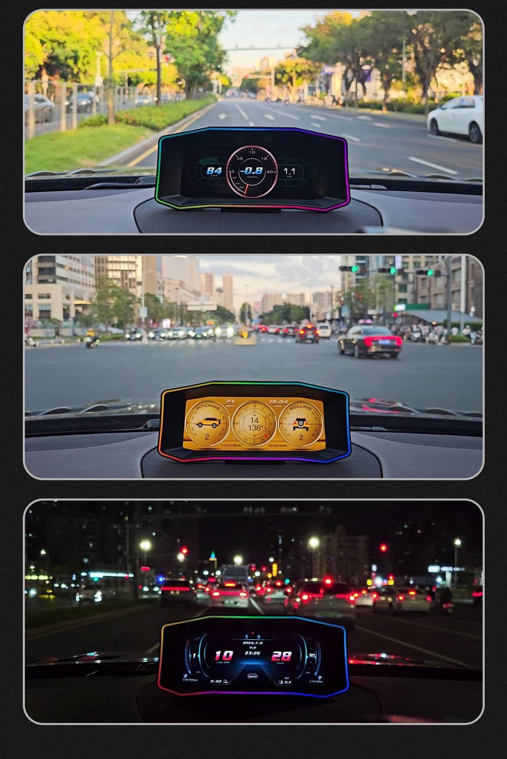 Geyiren P4 HUD, Integrated compass assists with navigation.