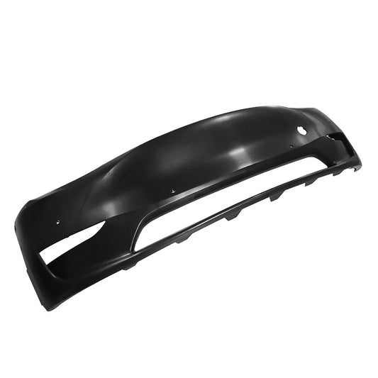 OEM 1493745-00-A front bumper assembly for Tesla Model Y, black bumper cover angled view