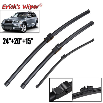 Erick's Wiper LHD Front & Rear Wiper Blades Set For BMW X5 E70 2006 - 2011 Windshield Windscreen Window Brushes 24"+20"+15"