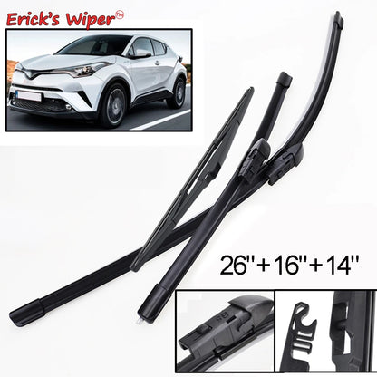 Erick's Wiper LHD Front & Rear Wiper Blades Set For Toyota C-HR CHR 2016 - 2023 - 26"+16"+14"