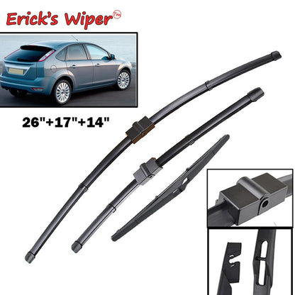 Erick's Wiper Front & Rear Wiper Blades Set For Ford Focus 2 Hatch 2005 - 2011 - 26"+17"+14"