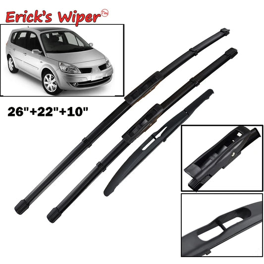 Erick's Front & Rear Wiper Blades for Renault Scenic 2 / Grand Scenic 2 2005-2009 - 26"+22"+10"