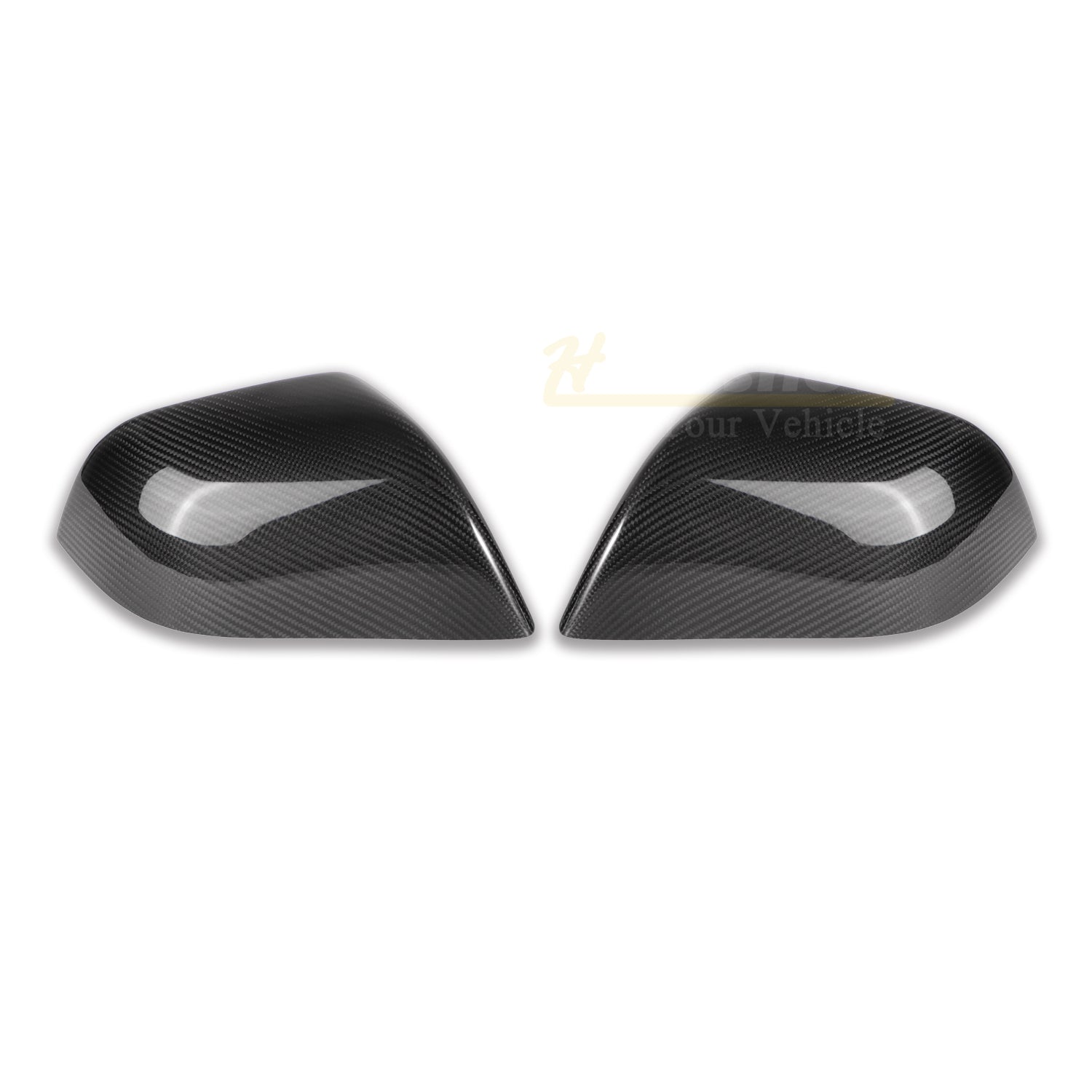 Hansshow real carbon fiber rearview mirror cover set, pair of left and right caps for Tesla