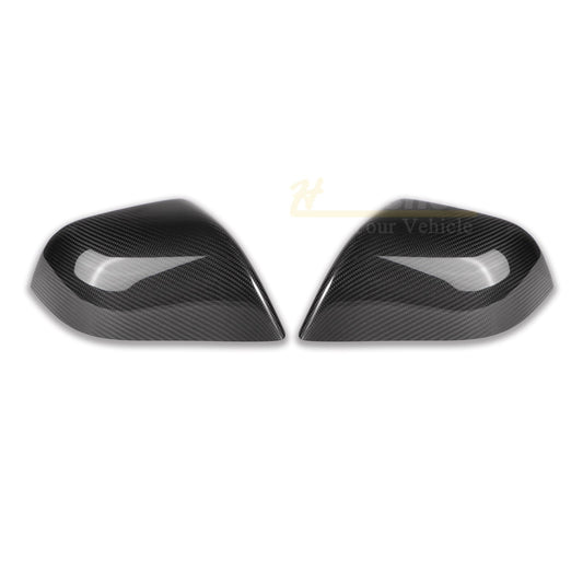 Hansshow real carbon fiber rearview mirror cover set, pair of left and right caps for Tesla