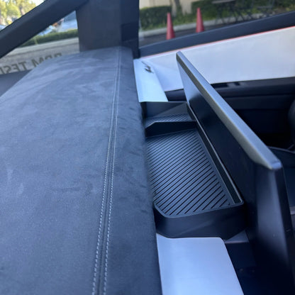Tesla Cybertruck Behind Screen Storage Tray – Custom-Fit Silicone Organizer for Infotainment Screen Area | Anti-Slip Interior Storage Accessory (Matte Black)