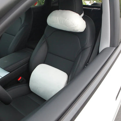 Ergonomic Car Neck & Lumbar Support Pillow Set – White & Black for Tesla Model 3 / Model Y / Highland / Juniper / Model S / Model X / Cybertruck