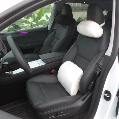 Ergonomic Car Neck & Lumbar Support Pillow Set – White & Black for Tesla Model 3 / Model Y / Highland / Juniper / Model S / Model X / Cybertruck