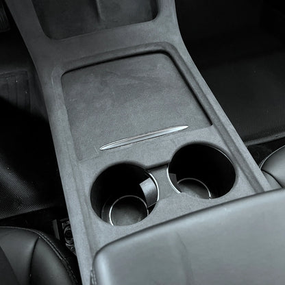 2021–2023 Tesla Model 3 & 2021–2024 Tesla Model Y Center Console Frame Cover (Gen 2, 2-Piece) – Alcantara Ultrasuede or Satin Black ABS Trim (Not for 2024+ Model 3 Highland / 2025+ Model Y Juniper)