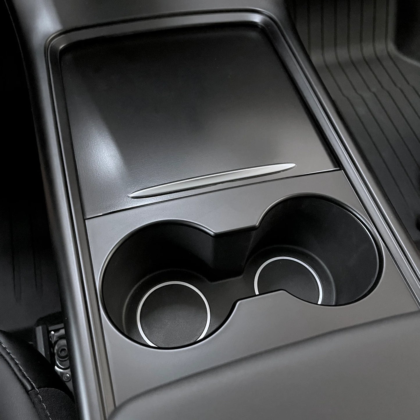 2021–2023 Tesla Model 3 & 2021–2024 Tesla Model Y Center Console Frame Cover (Gen 2, 2-Piece) – Alcantara Ultrasuede or Satin Black ABS Trim (Not for 2024+ Model 3 Highland / 2025+ Model Y Juniper)