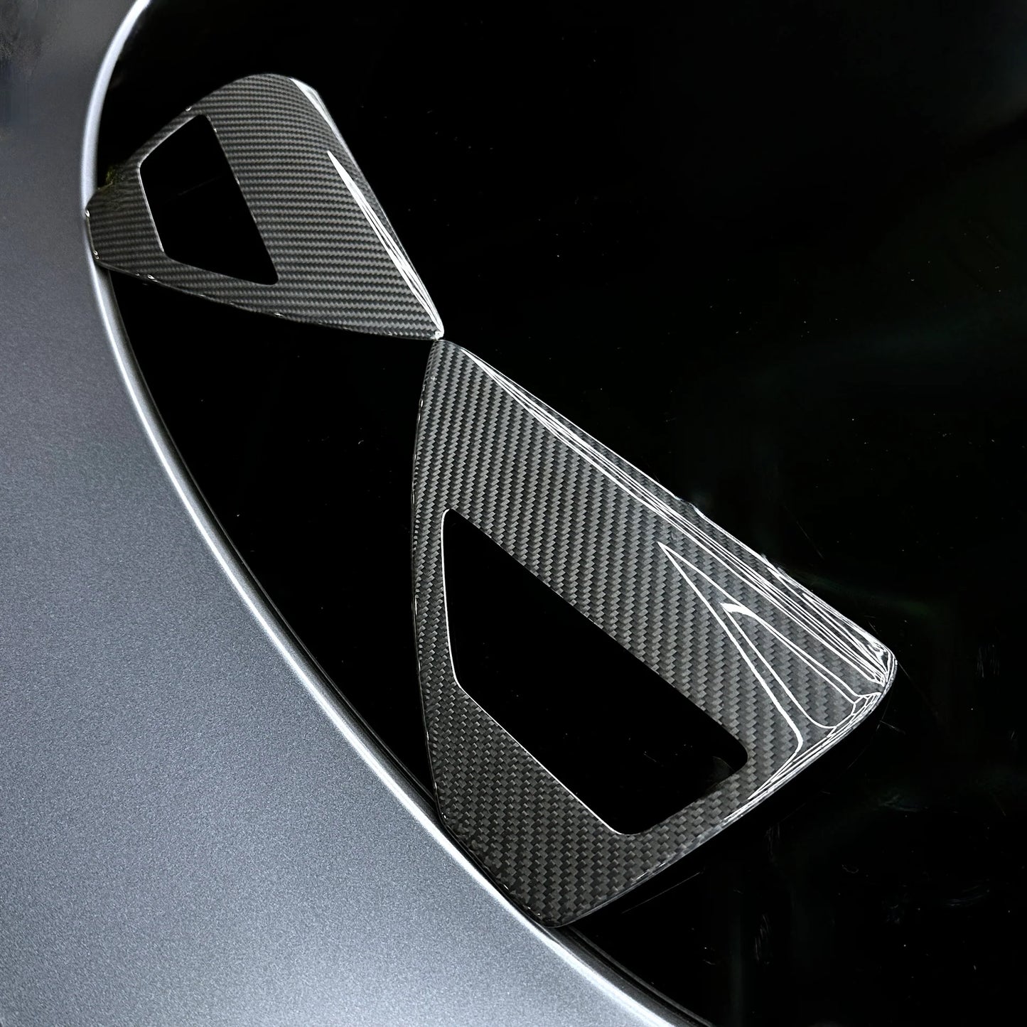 Tesla Model 3 & Model Y Charging Port Overlay (1 Pair) – Real Dry Molded Carbon Fiber, Matte or Glossy Finish, Easy Peel-and-Stick Installation, UV Resistant