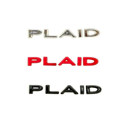 TESLA PLAID Trunk Emblem Badge – Fits Model S / Model X / Model 3 / Model Y – ABS Plastic Rear Badge Replacement – Black / Chrome / Red