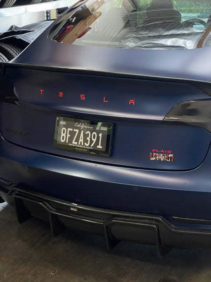 TESLA PLAID Trunk Emblem Badge – Fits Model S / Model X / Model 3 / Model Y – ABS Plastic Rear Badge Replacement – Black / Chrome / Red