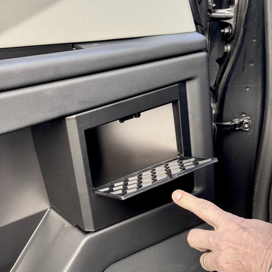 Tesla Cybertruck Vault Storage Box Organizers (1 Pair) – Custom-Fit ABS Storage Compartments with One-Click Open Door & Silicone Rubber Padding