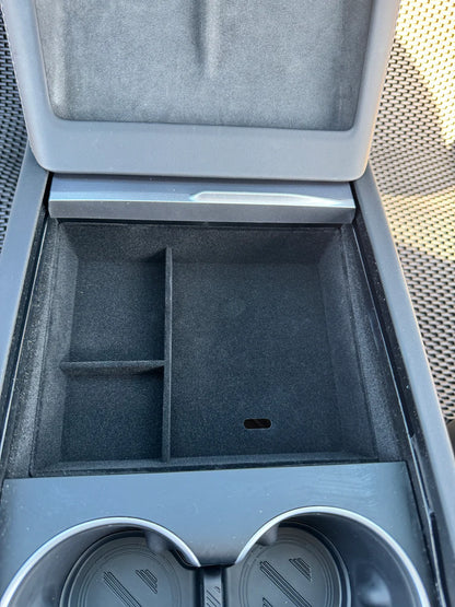 Center Console Organizer Tray for Tesla Model 3 Highland 2024+ | Alcantara or Silicone Insert with Cable Management