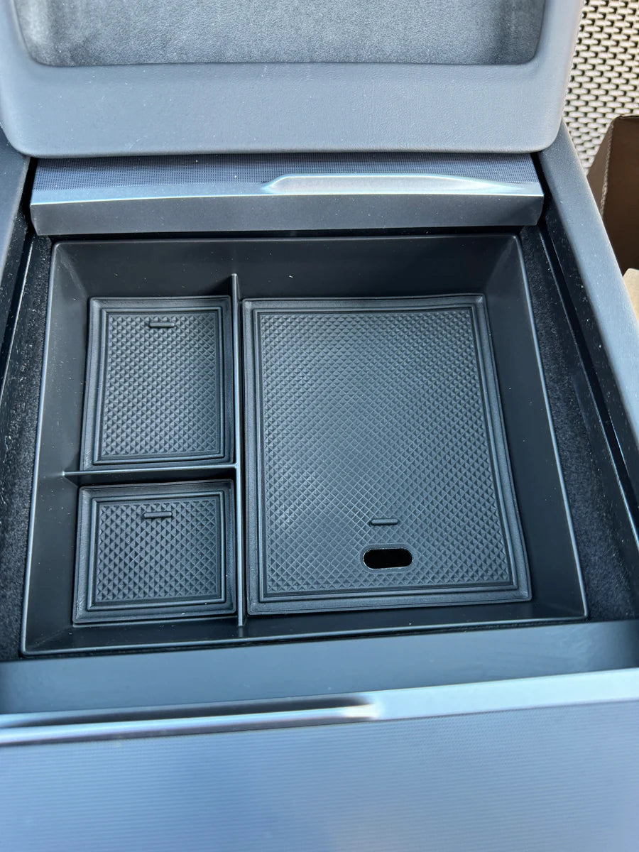 Center Console Organizer Tray for Tesla Model 3 Highland 2024+ | Alcantara or Silicone Insert with Cable Management