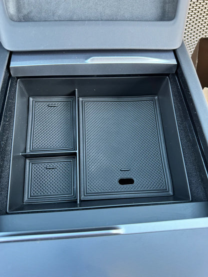 Center Console Organizer Tray for Tesla Model 3 Highland 2024+ | Alcantara or Silicone Insert with Cable Management