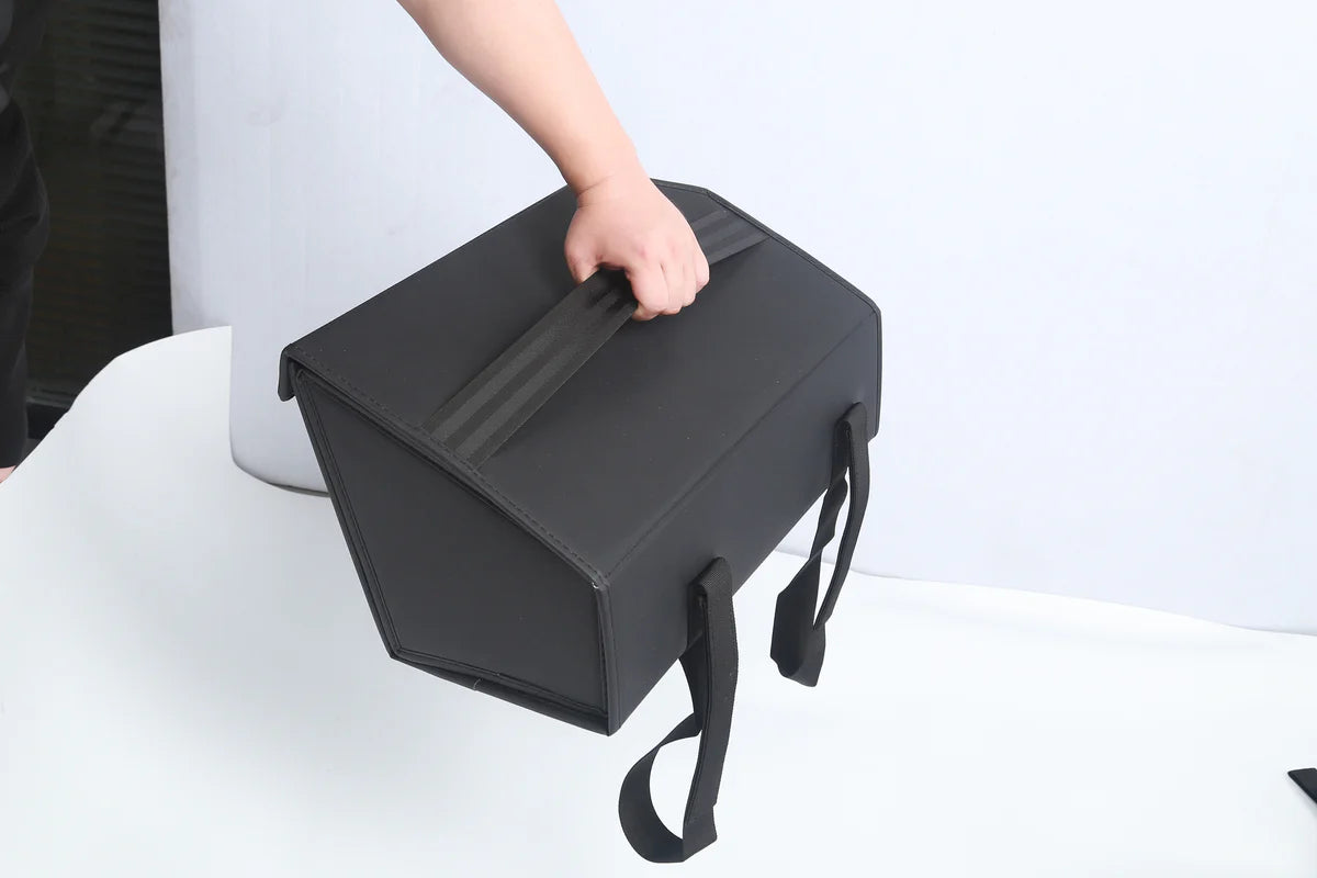 Rear Underseat Storage Organizer Set (3-Piece) for Tesla Cybertruck – Foldable Faux Leather Under-Seat Storage Boxes with Velcro Fixation