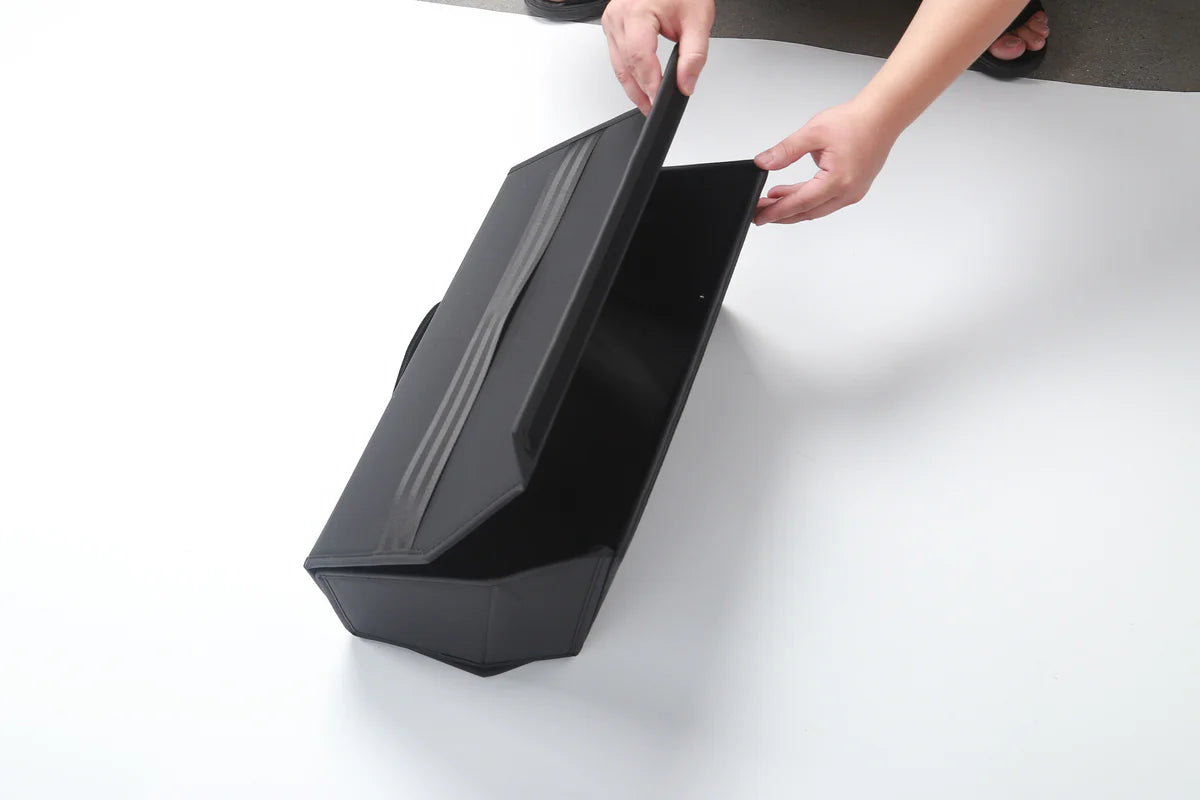 Rear Underseat Storage Organizer Set (3-Piece) for Tesla Cybertruck – Foldable Faux Leather Under-Seat Storage Boxes with Velcro Fixation