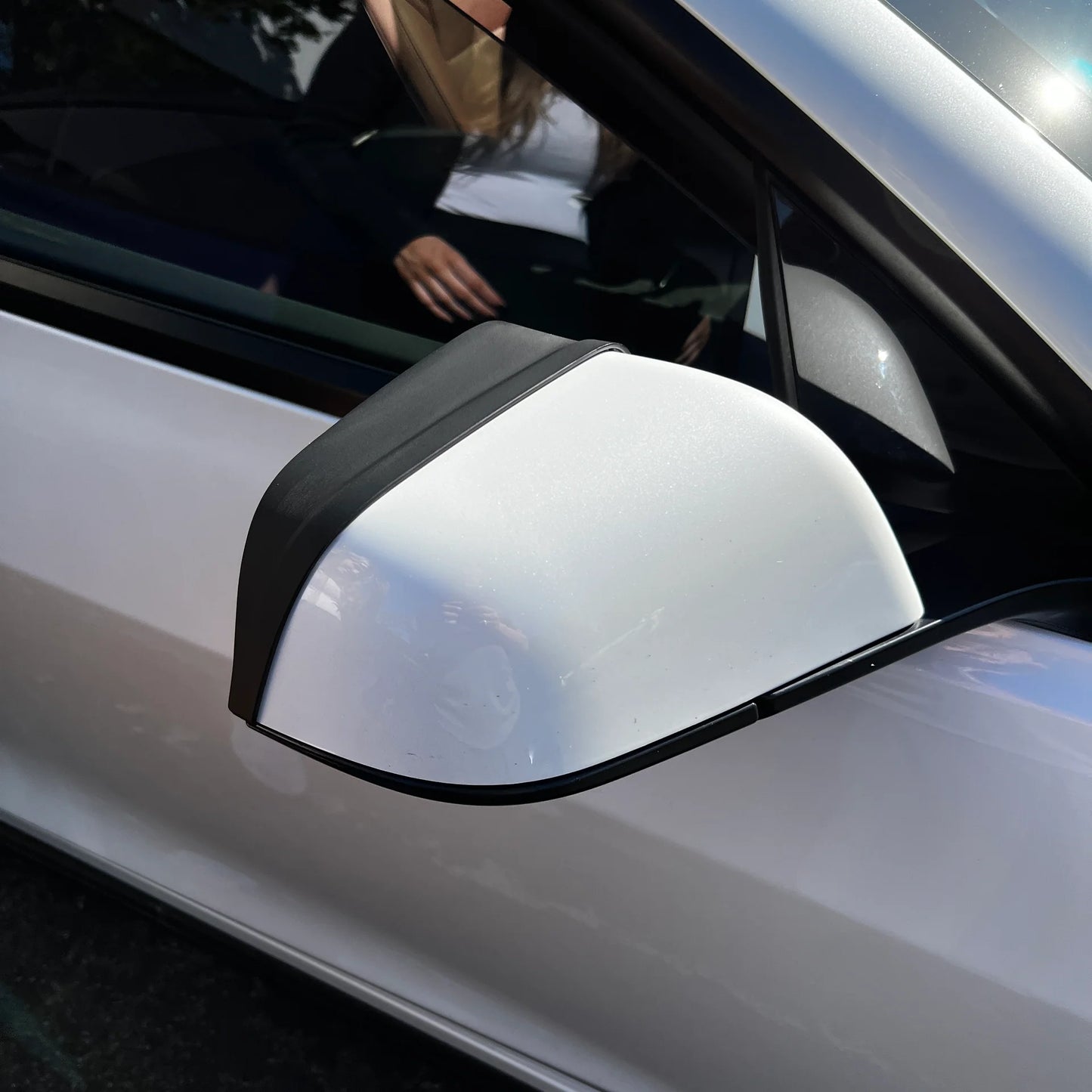 Tesla Model 3 Side View Mirror Visor Extension Sun Shade (1 Pair) – Satin Black | Anti-Glare Wind Deflector | Fits 2020–Present Chrome Delete Models