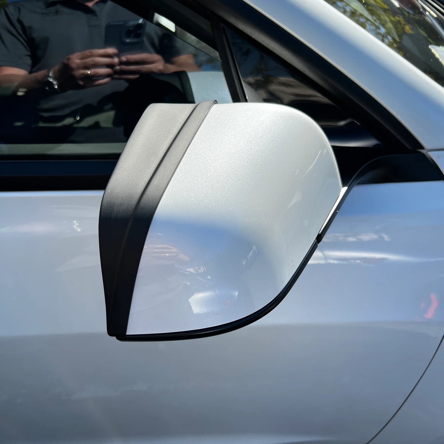 Tesla Model 3 Side View Mirror Visor Extension Sun Shade (1 Pair) – Satin Black | Anti-Glare Wind Deflector | Fits 2020–Present Chrome Delete Models