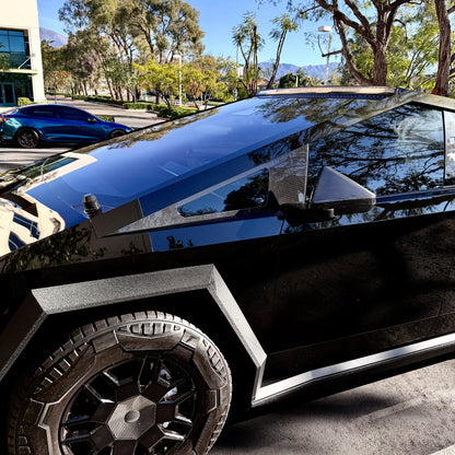 Tesla Cybertruck A-Pillar Full Corner Window Overlay (1 Pair) – Real Dry Molded Carbon Fiber Exterior Trim, Glossy or Matte Finish
