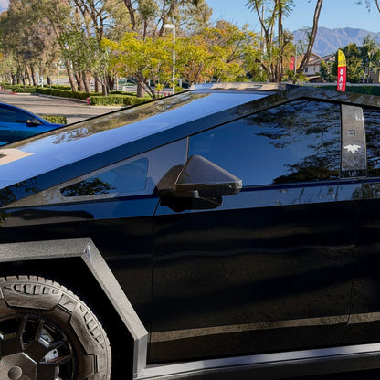 Tesla Cybertruck A-Pillar Full Corner Window Overlay (1 Pair) – Real Dry Molded Carbon Fiber Exterior Trim, Glossy or Matte Finish