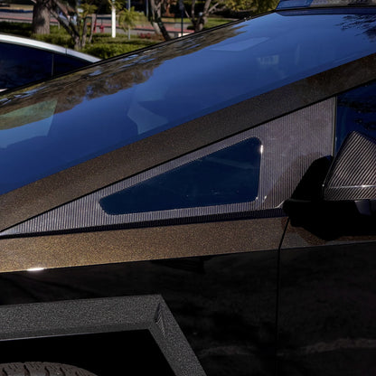 Tesla Cybertruck A-Pillar Full Corner Window Overlay (1 Pair) – Real Dry Molded Carbon Fiber Exterior Trim, Glossy or Matte Finish