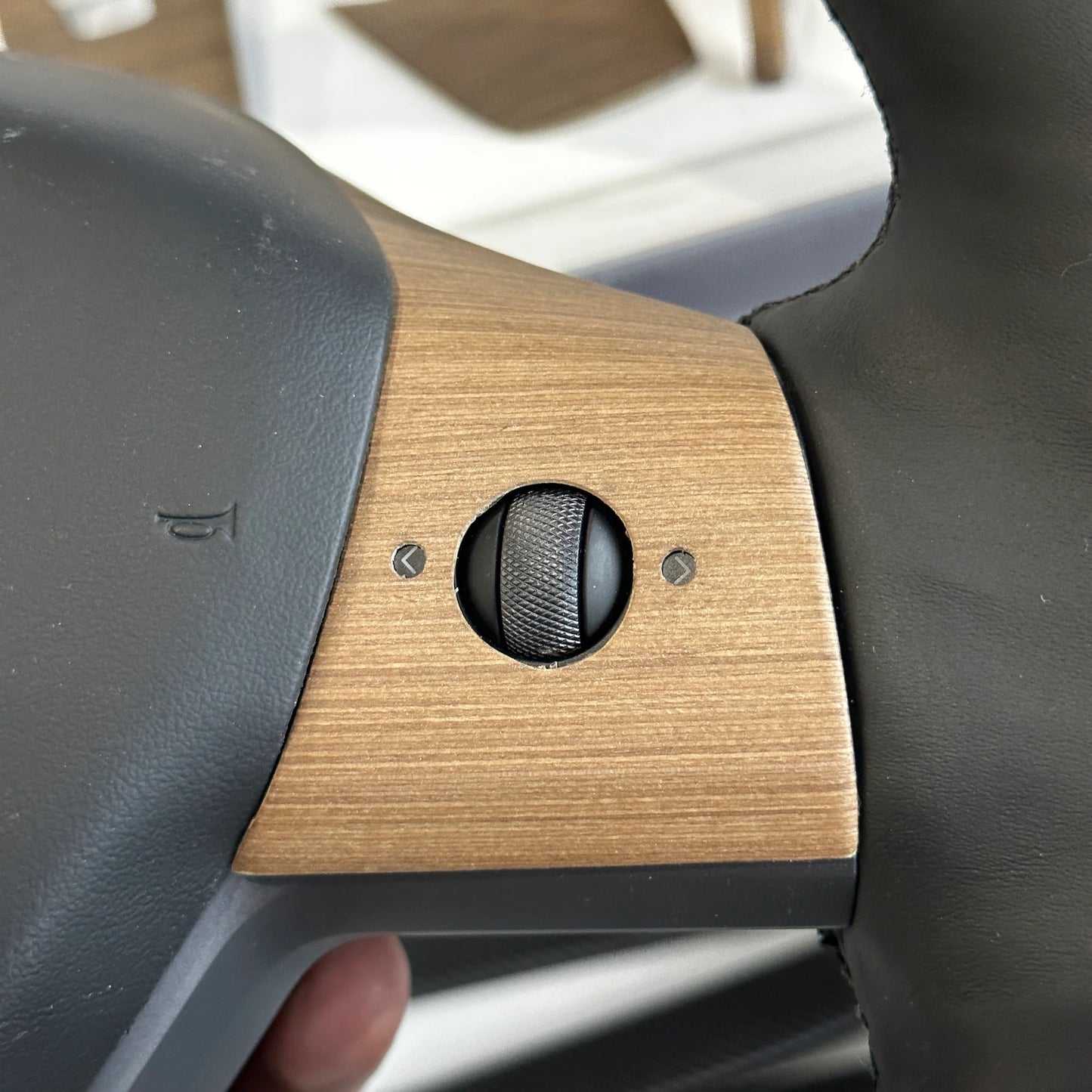 2017–2023 Tesla Model 3 Steering Wheel Button Overlay & 2020–2024 Tesla Model Y Steering Wheel Button Overlay (3-Piece) – Real Open-Pore Wood Veneer Trim Cover